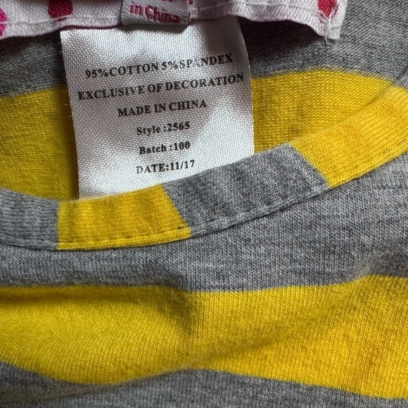 Ruffle Girl yellow and gray  Striped Ruffle Dress k11 - Picture 5 of 6